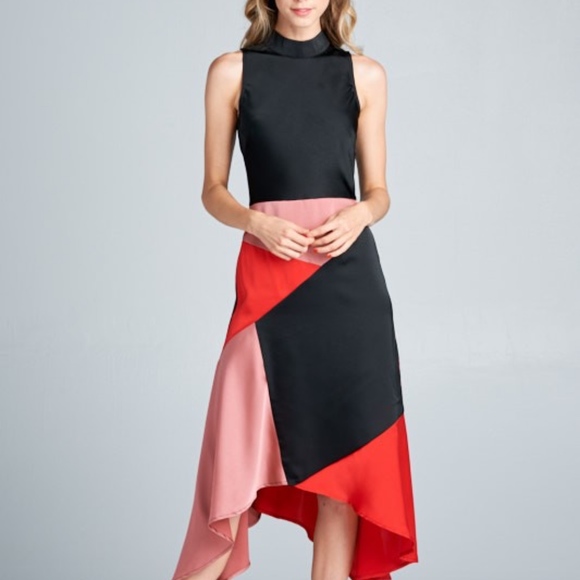 NWT Color-block Midi Cocktail Semi-Formal Dress - Picture 3 of 6